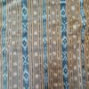 Light brown sambalpuri cotton fabric with blue Ikat stripes - Image 2