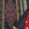 Red sambalpuri cotton saree with black border - Image 5