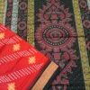 Red sambalpuri cotton saree with black border