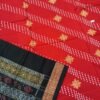 Red sambalpuri cotton saree with black border - Image 3