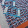 Blue black and red  ikat double cotton bedsheet with pillow cover - Image 4