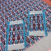 Blue black and red  ikat double cotton bedsheet with pillow cover - Image 3