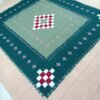 Sambalpuri cotton saptapar bedsheet in green and cream