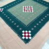 Sambalpuri cotton saptapar bedsheet in green and cream - Image 4
