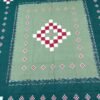 Sambalpuri cotton saptapar bedsheet in green and cream - Image 2