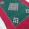 Green checks sambalpuri single bedsheet with red border - Image 6