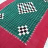Green checks sambalpuri single bedsheet with red border - Image 4