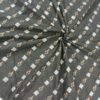 Black sambalpuri cotton fabric with white checks and leaves - Image 8