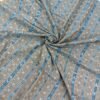 Light brown sambalpuri cotton fabric with blue Ikat stripes - Image 6