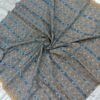 Light brown sambalpuri cotton fabric with blue Ikat stripes - Image 8