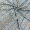 Light brown sambalpuri cotton fabric with blue Ikat stripes - Image 10
