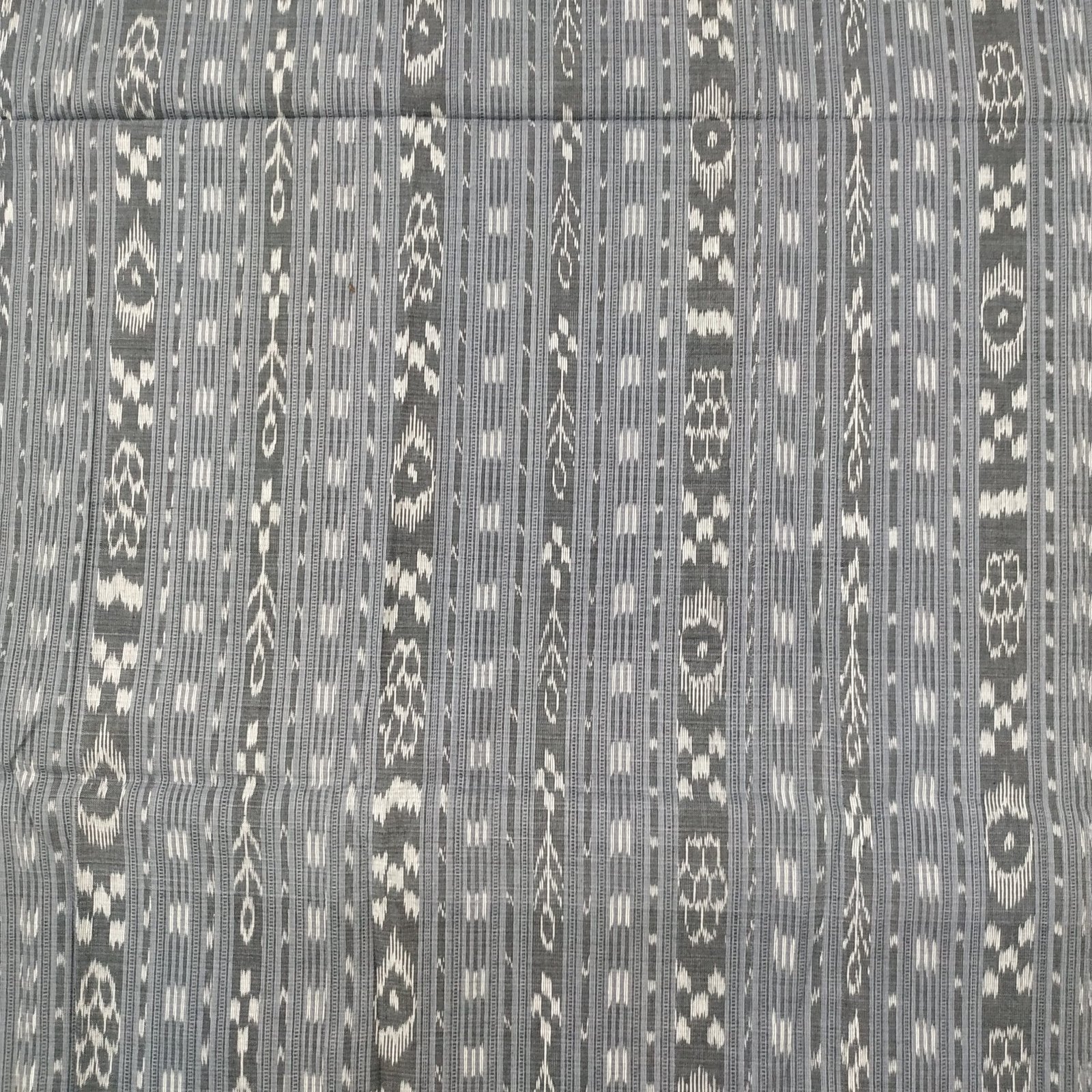 Grey sambalpuri cotton fabric with ikat vertical pattern - OdishaWeaves