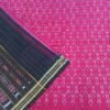 Magenta sambalpuri cotton saree with black border and temple - Image 6