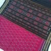 Magenta sambalpuri cotton saree with black border and temple - Image 3