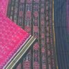 Magenta sambalpuri cotton saree with black border and temple - Image 2