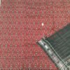 Maroon and black zigzag pattern cotton saree - Image 6