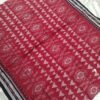Maroon sambalpuri cotton saree with black border and white hearts