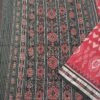 Maroon sambalpuri cotton saree with black border and white hearts - Image 2