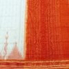 White sambalpuri cotton saree with orange border and large temples - Image 5