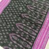 Black sambalpuri cotton saree with double layered magenta border and anchal - Image 8