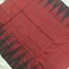 Maroon sambalpuri cotton saree with black temples and chakra anchal
