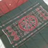 Maroon sambalpuri cotton saree with black temples and chakra anchal - Image 4