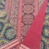 Black sambalpuri cotton saree with circle pattern and maroon border anchal - Image 2