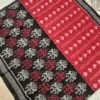 Red and black half half sambalpuri cotton saree with black anchal