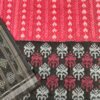 Red and black half half sambalpuri cotton saree with black anchal - Image 5