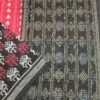 Red and black half half sambalpuri cotton saree with black anchal - Image 2