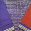 Red sambalpuri silk saree with blue border and doll anchal