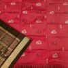Red sambalpuri silk saree with boita bomkei pettern - Image 4