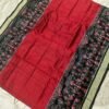 Red sambalpuri silk saree with black tribal borders - Image 9