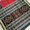 Red sambalpuri silk saree with black tribal borders - Image 4