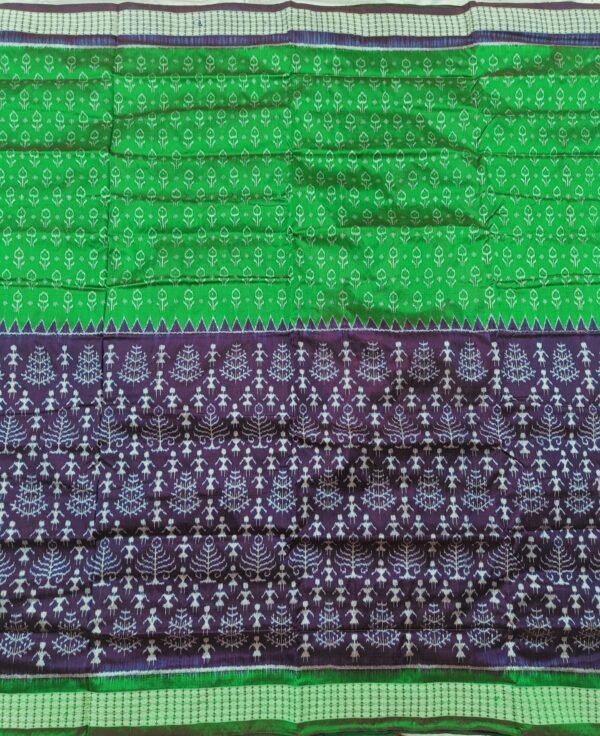 Green and purple half half sambalpuri silk saree - Image 9