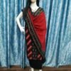 Red sambalpuri saptapar dress material set with huts and tribes - Image 12