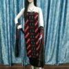 Red sambalpuri saptapar dress material set with huts and tribes - Image 9