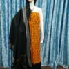 Yellow tribal cotton dress material with black dupatta and salwar