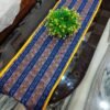 Blue and yellow vertical stripes table runner