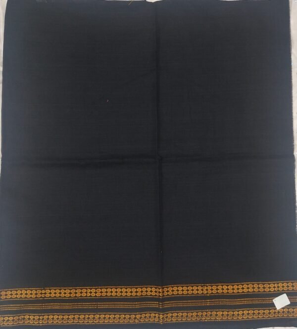 Black cotton blouse piece with golden rudraksha border