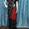 Red and black half half sambalpuri cotton saree with black anchal - Image 12
