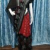 Red and black half half sambalpuri cotton saree with black anchal - Image 11