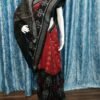 Red and black half half sambalpuri cotton saree with black anchal - Image 10