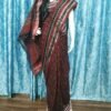 Maroon sambalpuri cotton saree with black temples - Image 12