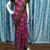 Magenta sambalpuri cotton saree with checks and black border - Image 13