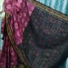 Magenta sambalpuri cotton saree with checks and black border - Image 11