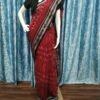Maroon sambalpuri cotton saree with black border and white hearts - Image 14