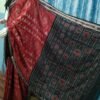 Maroon sambalpuri cotton saree with black border and white hearts - Image 11
