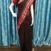 Maroon sambalpuri cotton saree with red border - Image 13