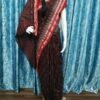 Maroon sambalpuri cotton saree with red border - Image 9